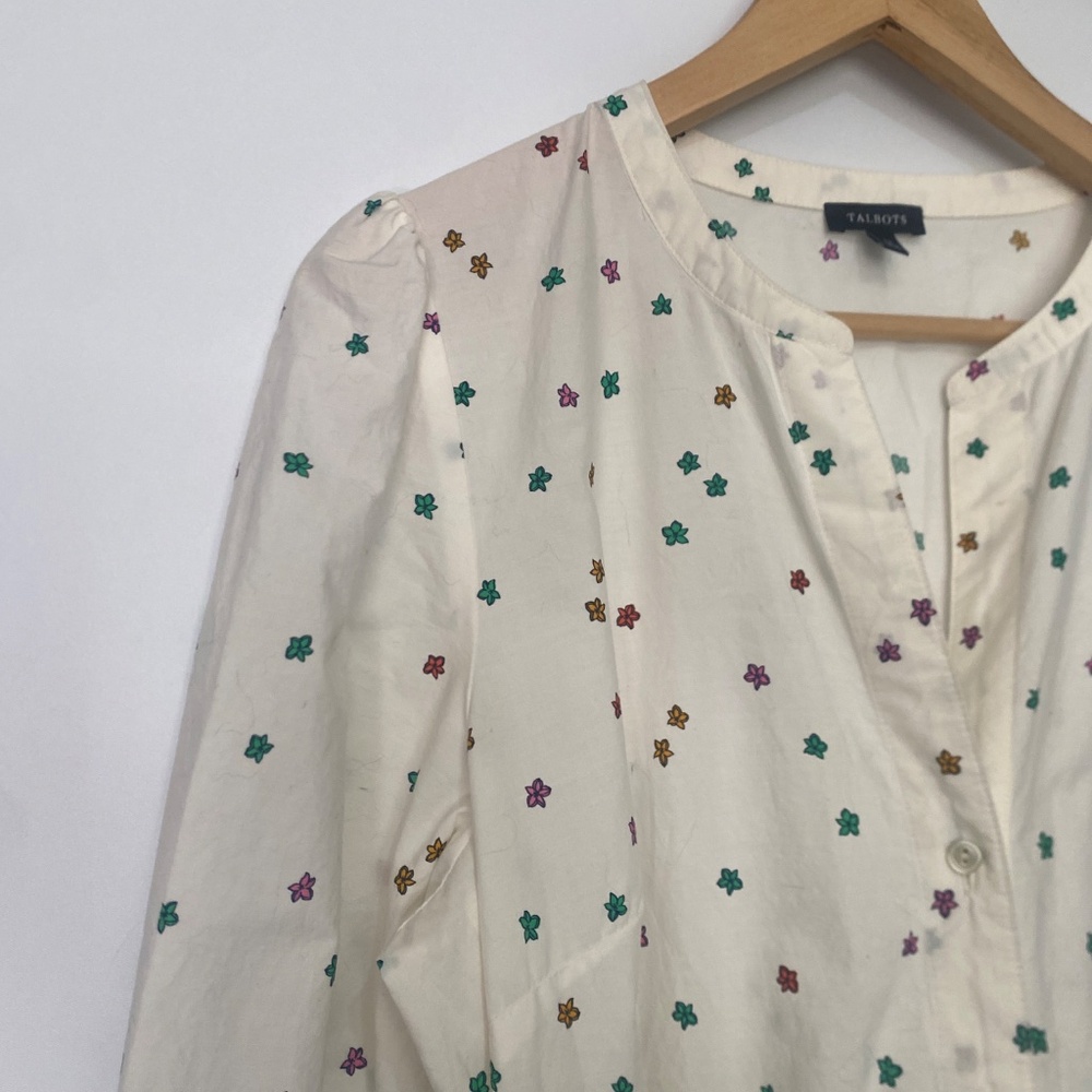 Talbots 12 Poplin Blissful Floral Shirtdress - Picture 7 of 12